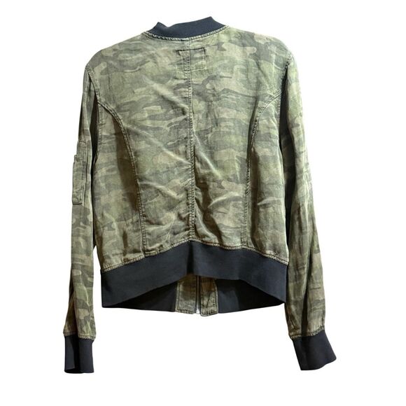 Sanctuary Camouflage Bomber Jacket in Mother Nature Camo Linen blend Anthropolog - Picture 5 of 10